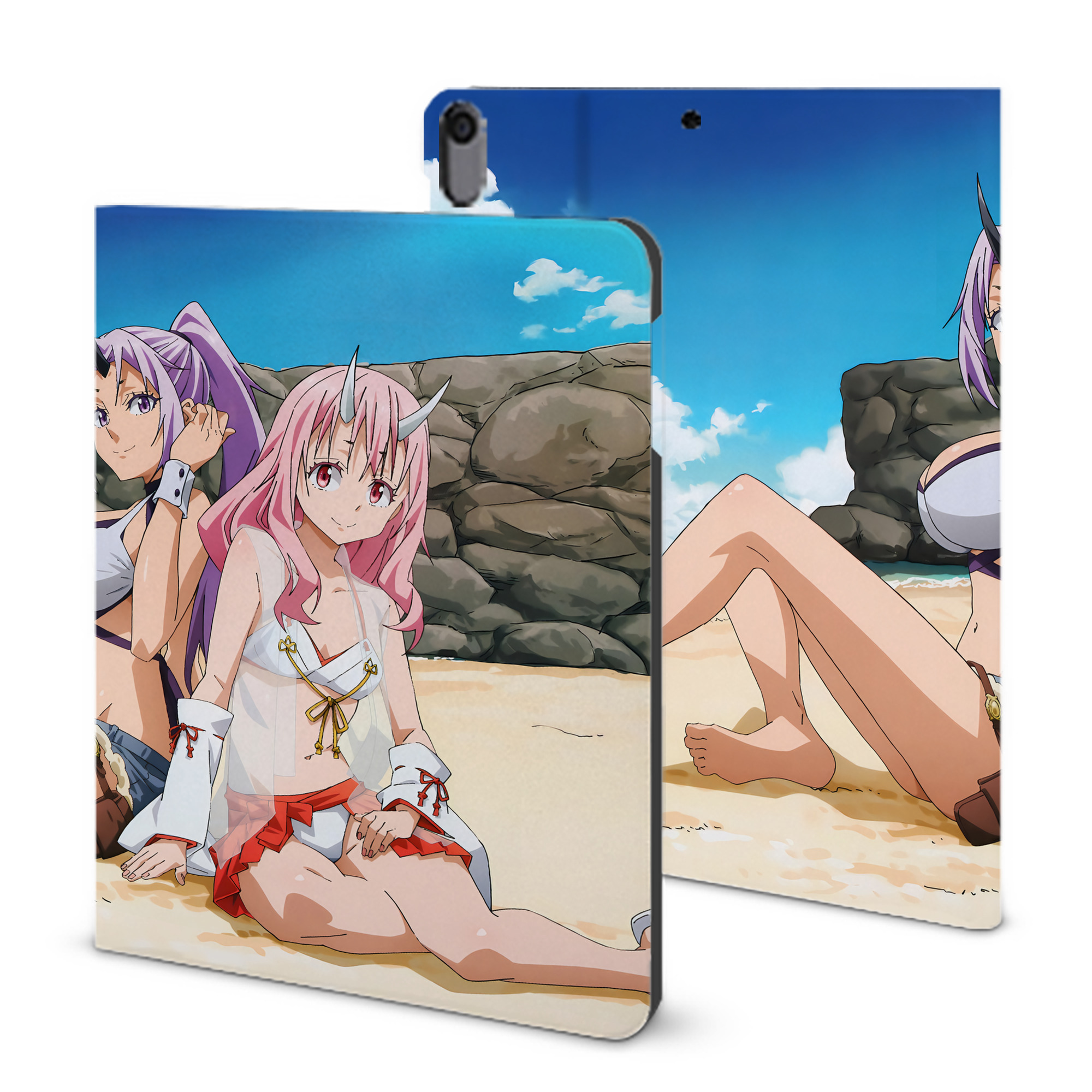 （画像用） 転スラ Regarding Reincarnated to Slime IPad ケース ブック型 PUレザー TPU 耐衝撃 軽量 薄型 ペン収納なし 全面保護 IPad 各モデル対応
